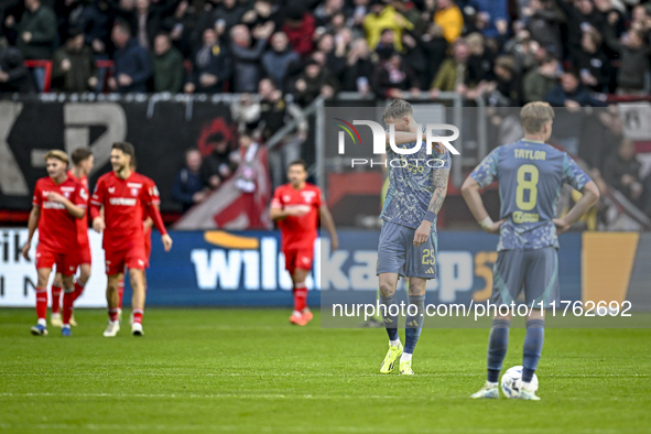 AFC Ajax Amsterdam forward Wout Weghorst feels disappointed after the goal by FC Twente midfielder Michel Vlap makes the score 2-1 during th...