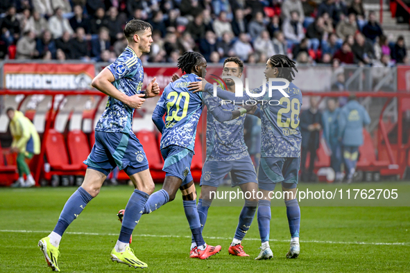 AFC Ajax Amsterdam forward Bertrand Traore celebrates the 2-2 goal during the match between Twente and Ajax at the Grolsch Veste stadium for...