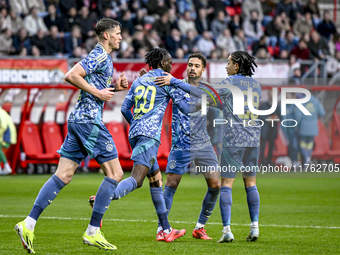 AFC Ajax Amsterdam forward Bertrand Traore celebrates the 2-2 goal during the match between Twente and Ajax at the Grolsch Veste stadium for...