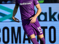 Pietro Comuzzo of ACF Fiorentina controls the ball during the Italian Serie A football match between ACF Fiorentina and Hellas Verona FC ,on...