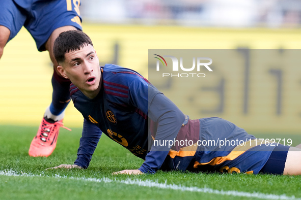 Matias Soule' of AS Roma looks dejected during the Serie A Enilive match between AS Roma and Bologna FC at Stadio Olimpico on November 10, 2...