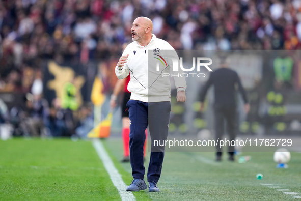 Vincenzo Italiano head coach of Bologna FC looks on during the Serie A Enilive match between AS Roma and Bologna FC at Stadio Olimpico on No...