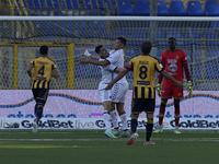 Francesco Pio Esposito of Spezia Calcio celebrates with team mates after scoring during the Serie B match between SS Juve Stabia and Spezia...