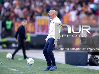 Vincenzo Italiano head coach of Bologna FC yells during the Serie A Enilive match between AS Roma and Bologna FC at Stadio Olimpico on Novem...