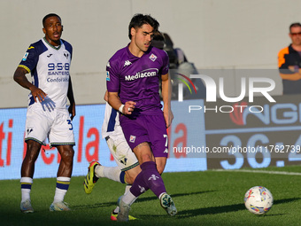 Riccardo Sottil of ACF Fiorentina controls the ball during the Italian Serie A football match between ACF Fiorentina and Hellas Verona FC ,o...