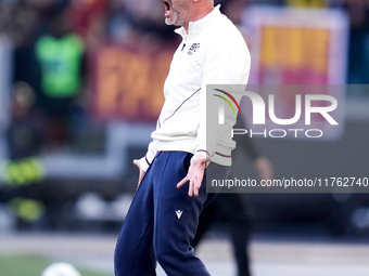 Vincenzo Italiano head coach of Bologna FC yells during the Serie A Enilive match between AS Roma and Bologna FC at Stadio Olimpico on Novem...