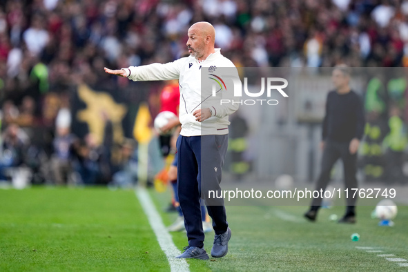 Vincenzo Italiano head coach of Bologna FC gestures during the Serie A Enilive match between AS Roma and Bologna FC at Stadio Olimpico on No...