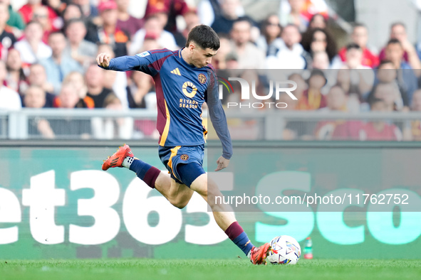 Matias Soule' of AS Roma during the Serie A Enilive match between AS Roma and Bologna FC at Stadio Olimpico on November 10, 2024 in Rome, It...