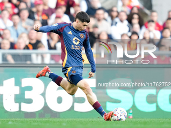 Matias Soule' of AS Roma during the Serie A Enilive match between AS Roma and Bologna FC at Stadio Olimpico on November 10, 2024 in Rome, It...