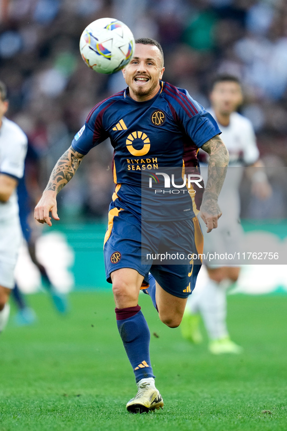 Angelino of AS Roma during the Serie A Enilive match between AS Roma and Bologna FC at Stadio Olimpico on November 10, 2024 in Rome, Italy. 