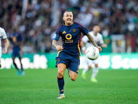 Angelino of AS Roma during the Serie A Enilive match between AS Roma and Bologna FC at Stadio Olimpico on November 10, 2024 in Rome, Italy....