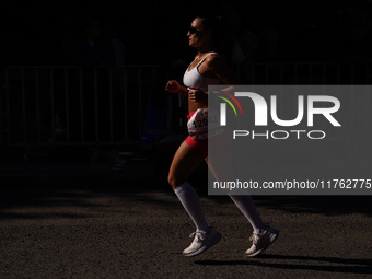 A participant in the Athens Marathon in Athens, Greece, on November 10, 2024, during the race (