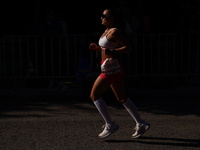 A participant in the Athens Marathon in Athens, Greece, on November 10, 2024, during the race (