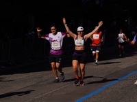 Participants in the Athens Marathon in Athens, Greece, on November 10, 2024, during their race (