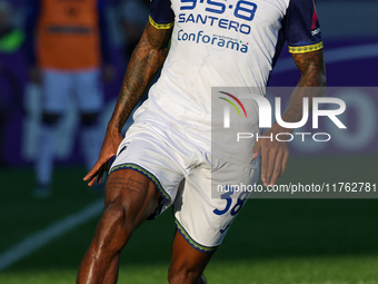 Jackson Tchatchoua of Hellas Verona FC controls the ball during  the Italian Serie A football match between ACF Fiorentina and Hellas Verona...