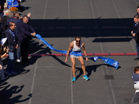 Charalampos Pitsolis finishes in first place for the Athens Marathon in Athens, Greece, on November 10, 2024 (