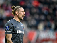 FC Twente goalkeeper Lars Unnerstall plays during the match between Twente and Ajax at the Grolsch Veste stadium for the Dutch Eredivisie se...