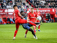 FC Twente defender Mees Hilgers and AFC Ajax Amsterdam forward Brian Brobbey play during the match between Twente and Ajax at the Grolsch Ve...