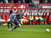 FC Twente goalkeeper Lars Unnerstall and AFC Ajax Amsterdam forward Brian Brobbey play during the match between Twente and Ajax at the Grols...