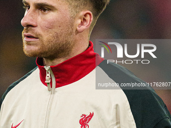 Alexis Mac Allister of Liverpool plays during the Premier League match between Liverpool and Aston Villa at Anfield in Liverpool, England, o...