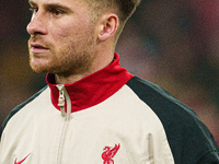 Alexis Mac Allister of Liverpool plays during the Premier League match between Liverpool and Aston Villa at Anfield in Liverpool, England, o...