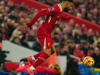 Liverpool's Mohamed Salah is in action during the Premier League match between Liverpool and Aston Villa at Anfield in Liverpool, England, o...