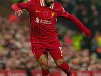 Mohamed Salah of Liverpool plays during the Premier League match between Liverpool and Aston Villa at Anfield in Liverpool, England, on Nove...