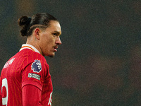 Darwin Nunez participates in the Premier League match between Liverpool and Aston Villa at Anfield in Liverpool, England, on November 9, 202...