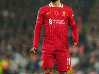 Mohamed Salah of Liverpool plays during the Premier League match between Liverpool and Aston Villa at Anfield in Liverpool, England, on Nove...