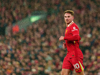 Alexis Mac Allister of Liverpool plays during the Premier League match between Liverpool and Aston Villa at Anfield in Liverpool, England, o...