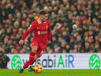 Alexis Mac Allister of Liverpool plays during the Premier League match between Liverpool and Aston Villa at Anfield in Liverpool, England, o...