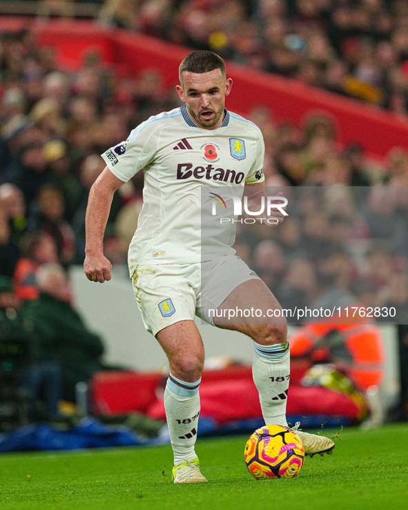 John McGinn of Aston Villa plays during the Premier League match between Liverpool and Aston Villa at Anfield in Liverpool, England, on Nove...