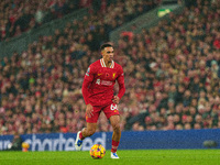 Trent Alexander-Arnold plays during the Premier League match between Liverpool and Aston Villa at Anfield in Liverpool, England, on November...