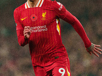 Darwin Nunez participates in the Premier League match between Liverpool and Aston Villa at Anfield in Liverpool, England, on November 9, 202...