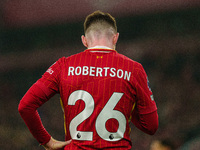 Andrew Robertson of Liverpool plays during the Premier League match between Liverpool and Aston Villa at Anfield in Liverpool, England, on N...