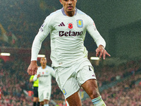 Aston Villa's Jacob Ramsey is in action during the Premier League match between Liverpool and Aston Villa at Anfield in Liverpool, England,...