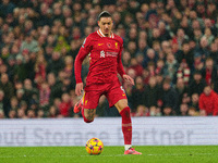 Darwin Nunez of Liverpool is in action during the Premier League match between Liverpool and Aston Villa at Anfield in Liverpool, England, o...