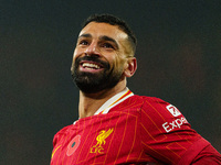 Mohamed Salah plays during the Premier League match between Liverpool and Aston Villa at Anfield in Liverpool, England, on November 9, 2024....