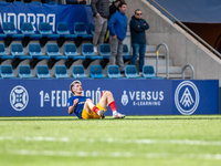 In Andorra La Vella, Andorra, on November 10, 2024, FC Andorra players stand after the Primera RFEF 2024-2025 match between FC Andorra and B...