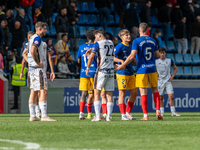 In Andorra La Vella, Andorra, on November 10, 2024, FC Andorra players stand after the Primera RFEF 2024-2025 match between FC Andorra and B...