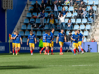 In Andorra La Vella, Andorra, on November 10, 2024, FC Andorra players celebrate after scoring a goal during the Primera RFEF 2024-2025 matc...