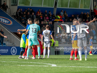 In Andorra La Vella, Andorra, on November 10, 2024, FC Andorra players stand after the Primera RFEF 2024-2025 match between FC Andorra and B...