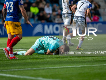 Oier Olazabal of FC Andorra is in action during the Primera RFEF 2024 - 2025 match between FC Andorra and Barakaldo CF at Estadi Nacional in...