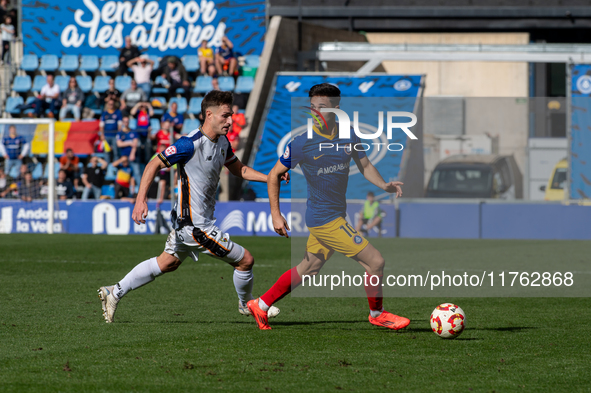 Alvaro Martin of FC Andorra plays during the Primera RFEF 2024 - 2025 match between FC Andorra and Barakaldo CF at Estadi Nacional in Andorr...