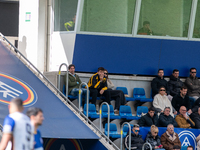 Gerard Pique and his girlfriend Ana Chia are in the official box during the Primera RFEF 2024-2025 match between FC Andorra and Barakaldo CF...