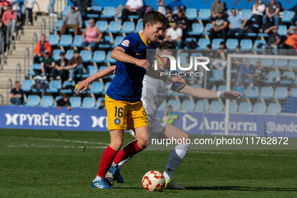 Alvaro Pena of FC Andorra is in action during the Primera RFEF 2024-2025 match between FC Andorra and Barakaldo CF at Estadi Nacional in And...