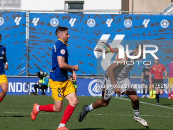 Players are in action during the Primera RFEF 2024-2025 match between FC Andorra and Barakaldo CF at Estadi Nacional in Andorra La Vella, An...