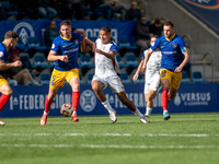 Players are in action during the Primera RFEF 2024-2025 match between FC Andorra and Barakaldo CF at Estadi Nacional in Andorra La Vella, An...