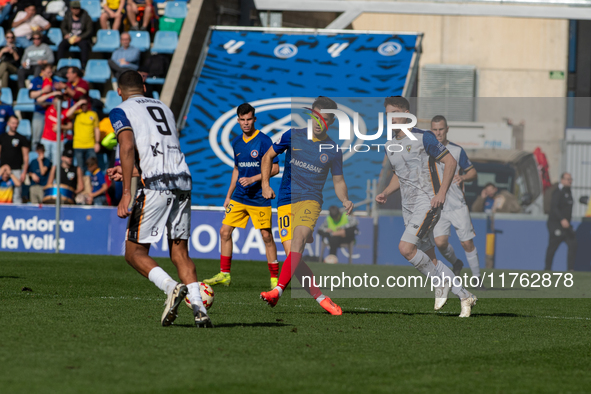 Alvaro Martin of FC Andorra plays during the Primera RFEF 2024 - 2025 match between FC Andorra and Barakaldo CF at Estadi Nacional in Andorr...