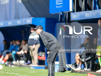 Imanol de la Sota, coach of Barakaldo CF, looks on during the Primera RFEF 2024-2025 match between FC Andorra and Barakaldo CF at Estadi Nac...